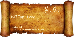 Hápp Irma névjegykártya